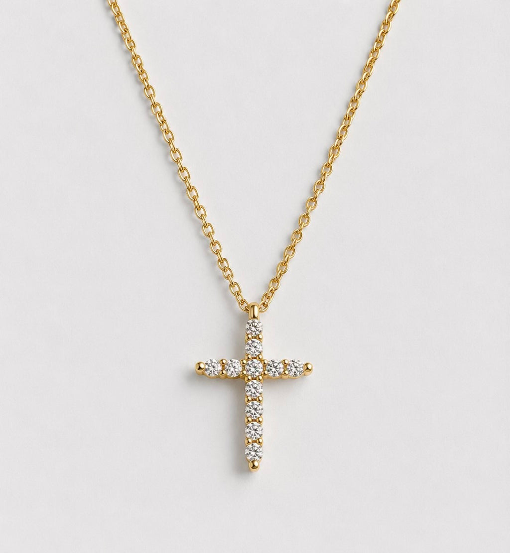 Diamond Cross Necklace 14K