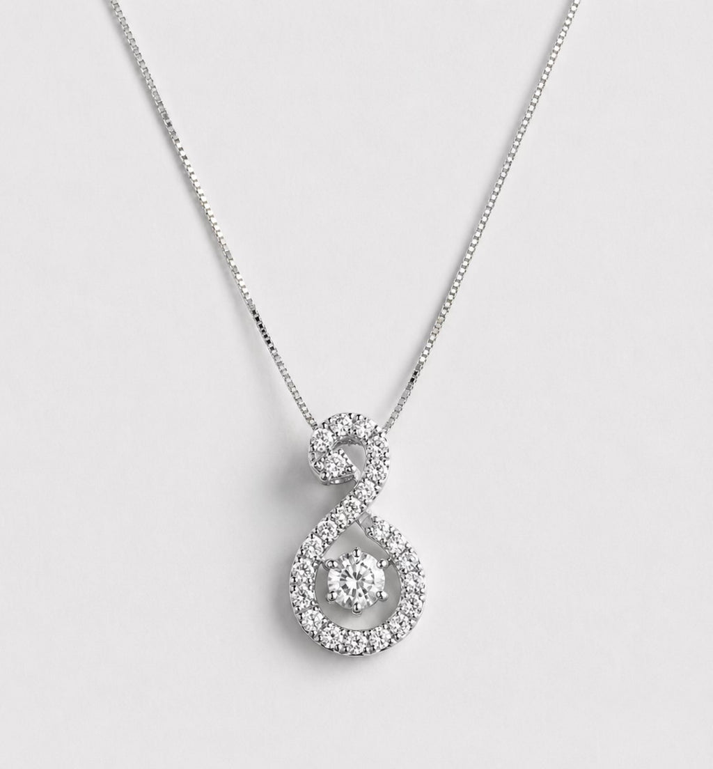 Diamond Tear Necklace 14KW