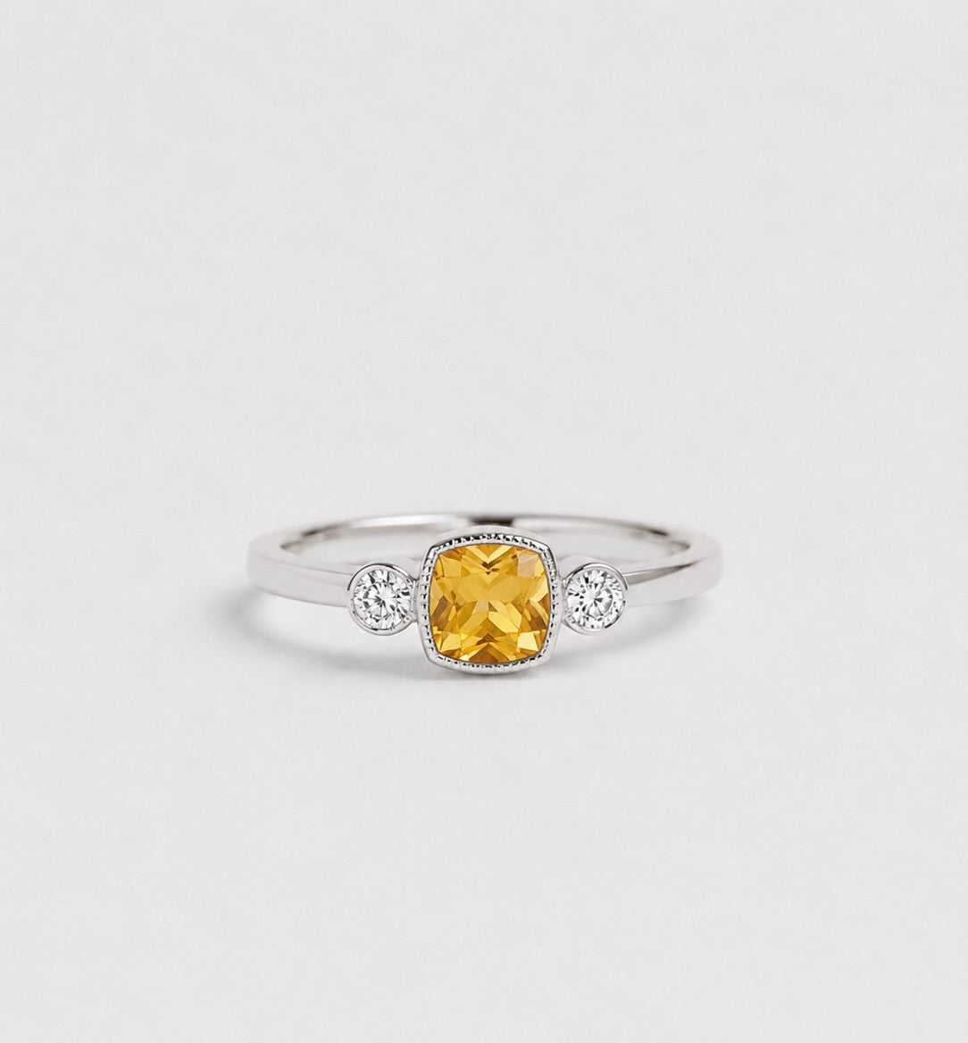 Citrine Stone with Diamonds Accents 14KW