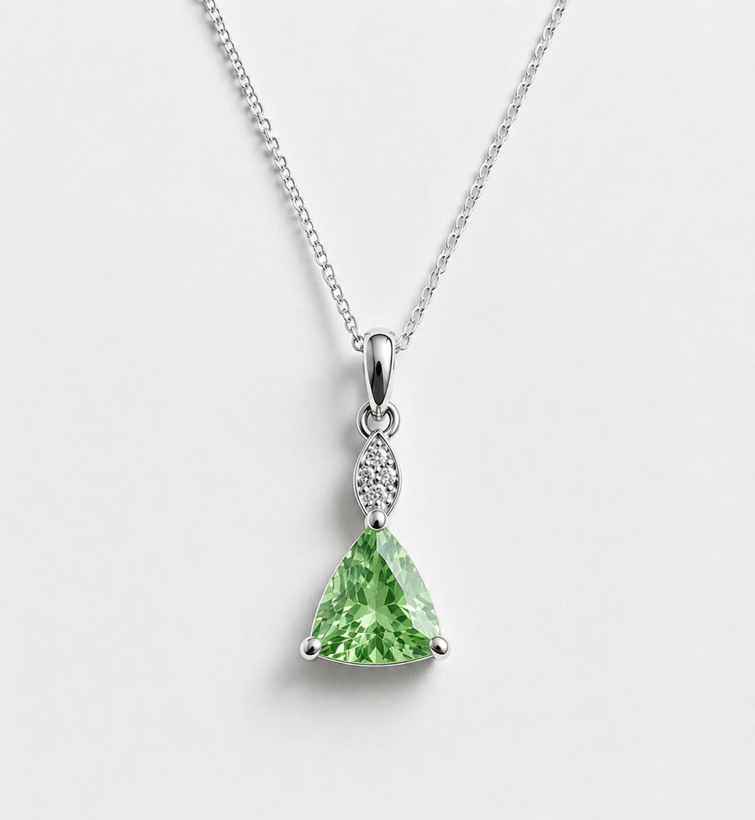 Tsavorite Stone Diamonds Necklace 14KW