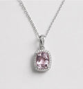 Kunzite Stone Diamonds Necklace 14KW