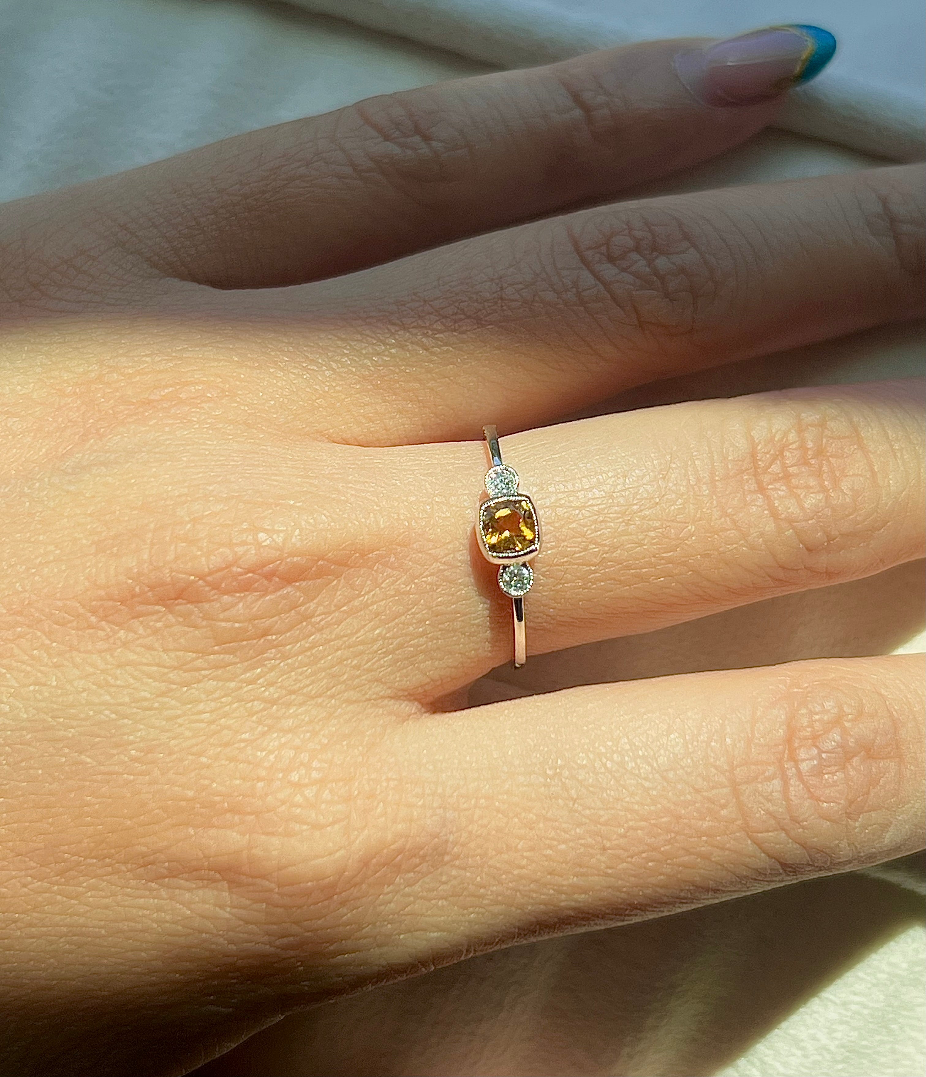 Citrine Stone with Diamonds Accents 14KW