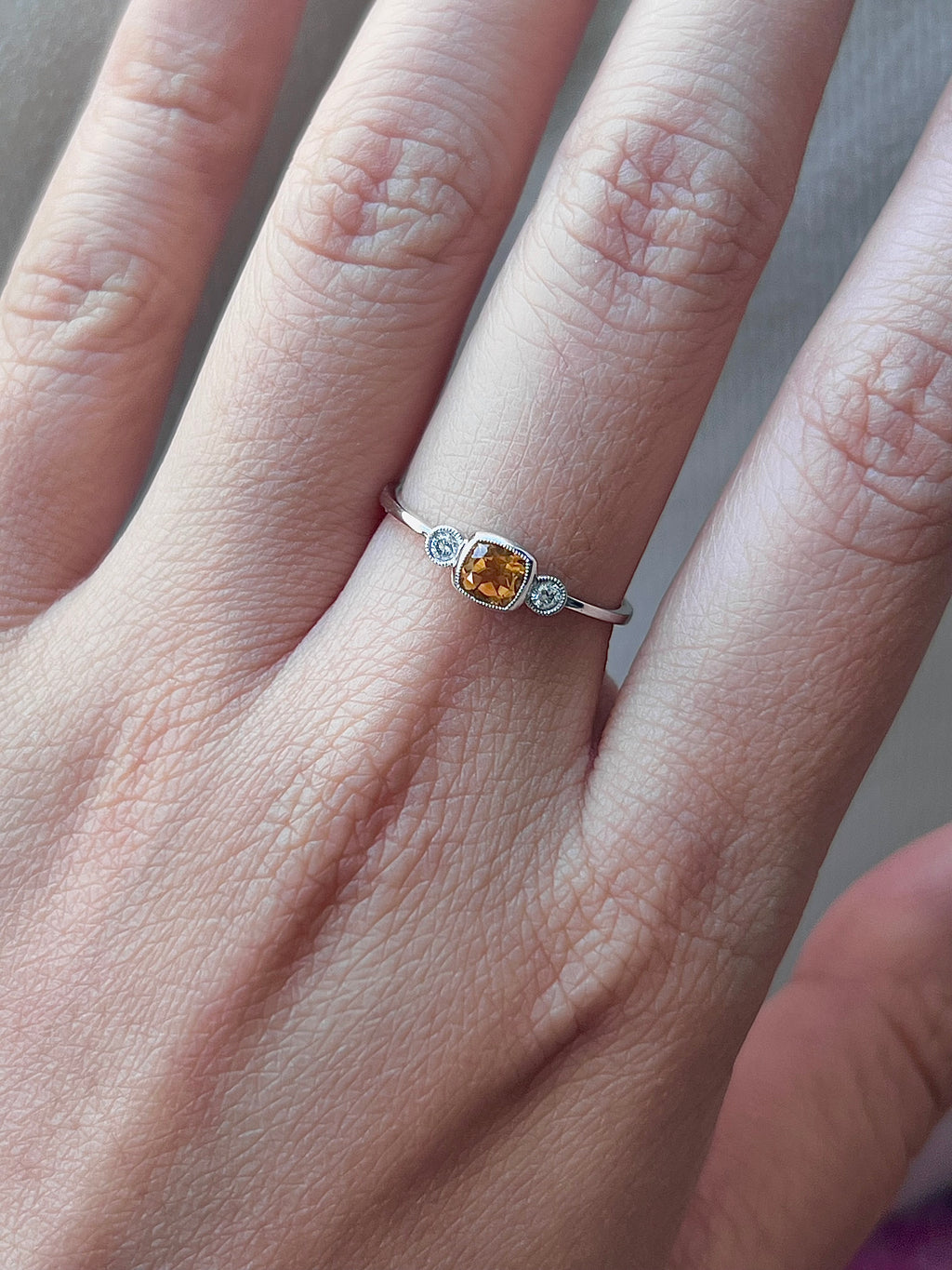 Citrine Stone with Diamonds Accents 14KW