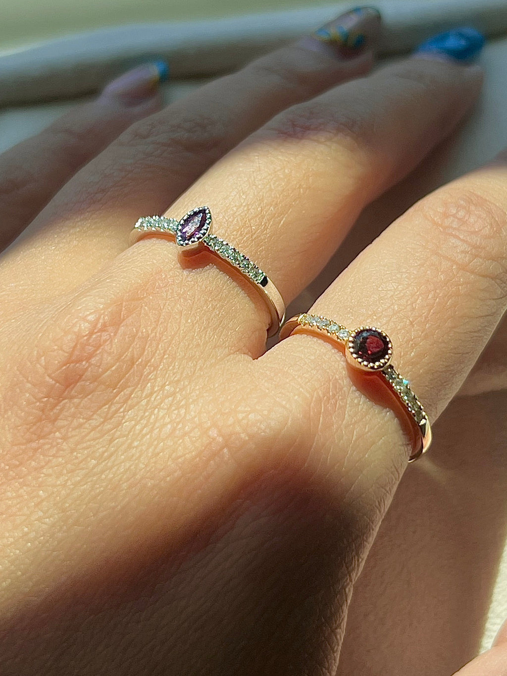 Garnet Stone and Diamond Accents Ring 14K