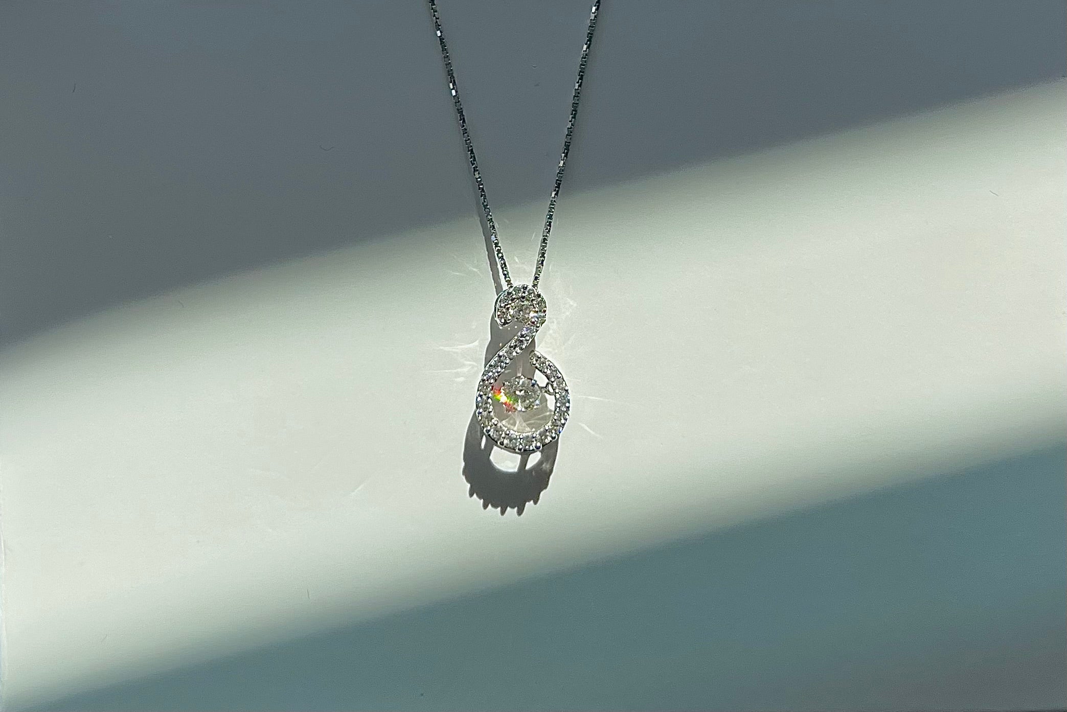 Diamond Tear Necklace 14KW