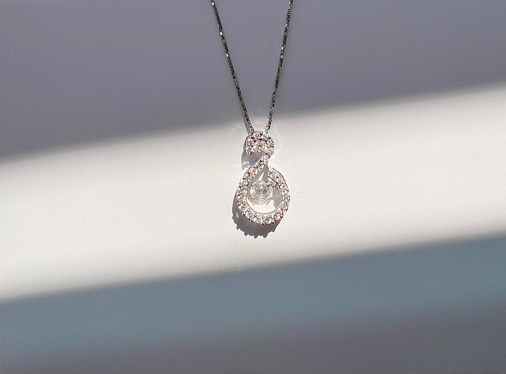 Diamond Tear Necklace 14KW
