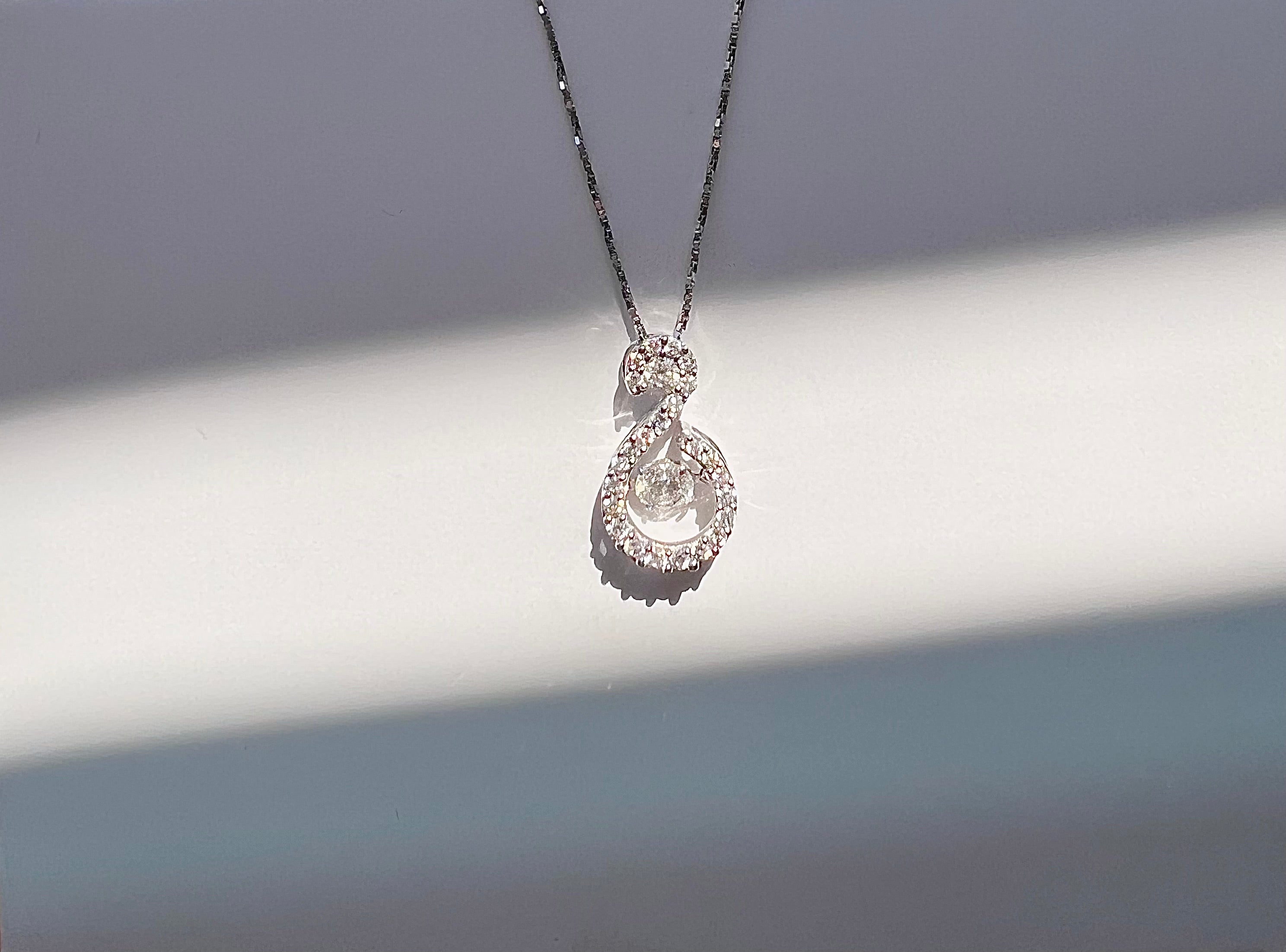 Diamond Tear Necklace 14KW