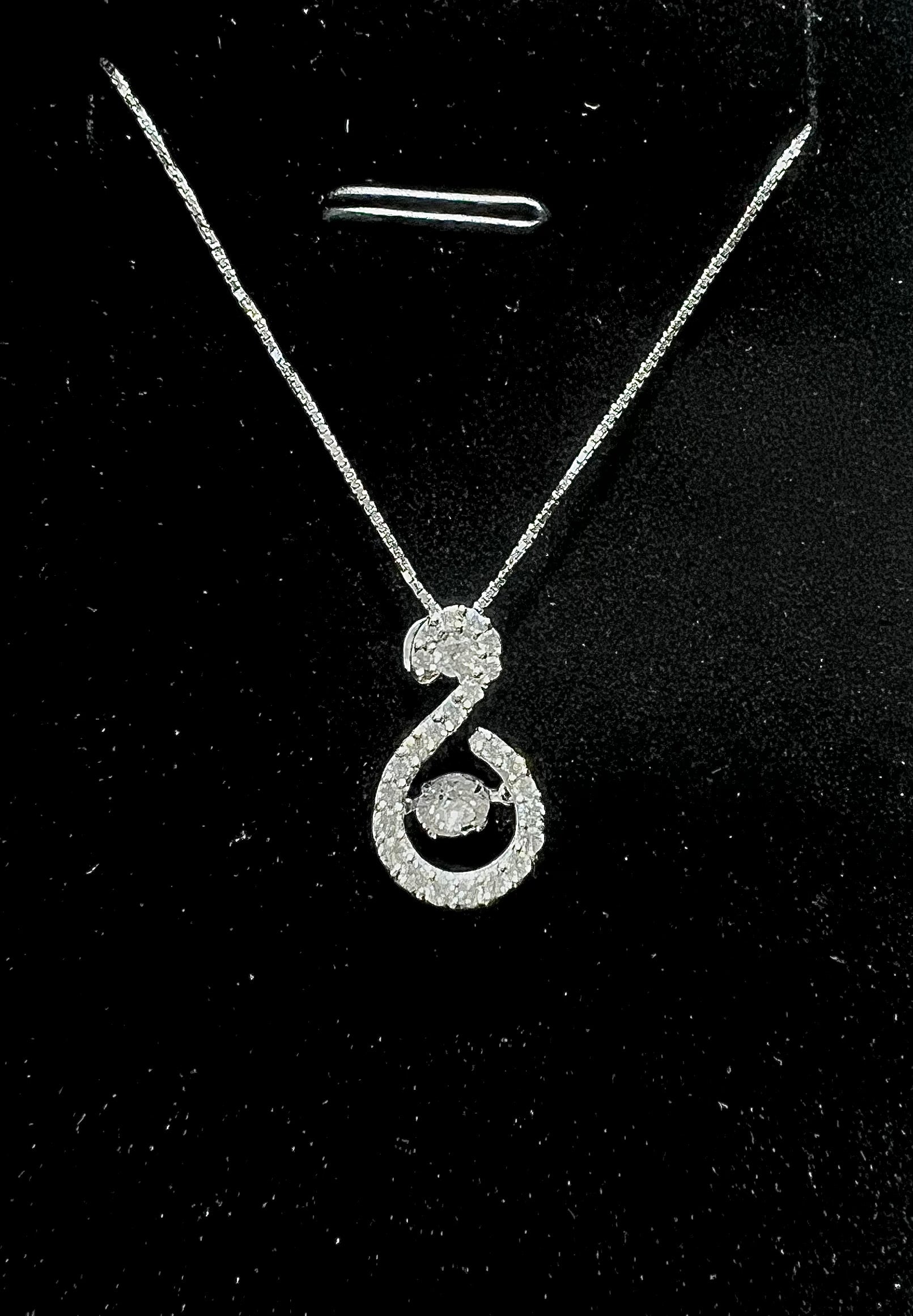 Diamond Tear Necklace 14KW