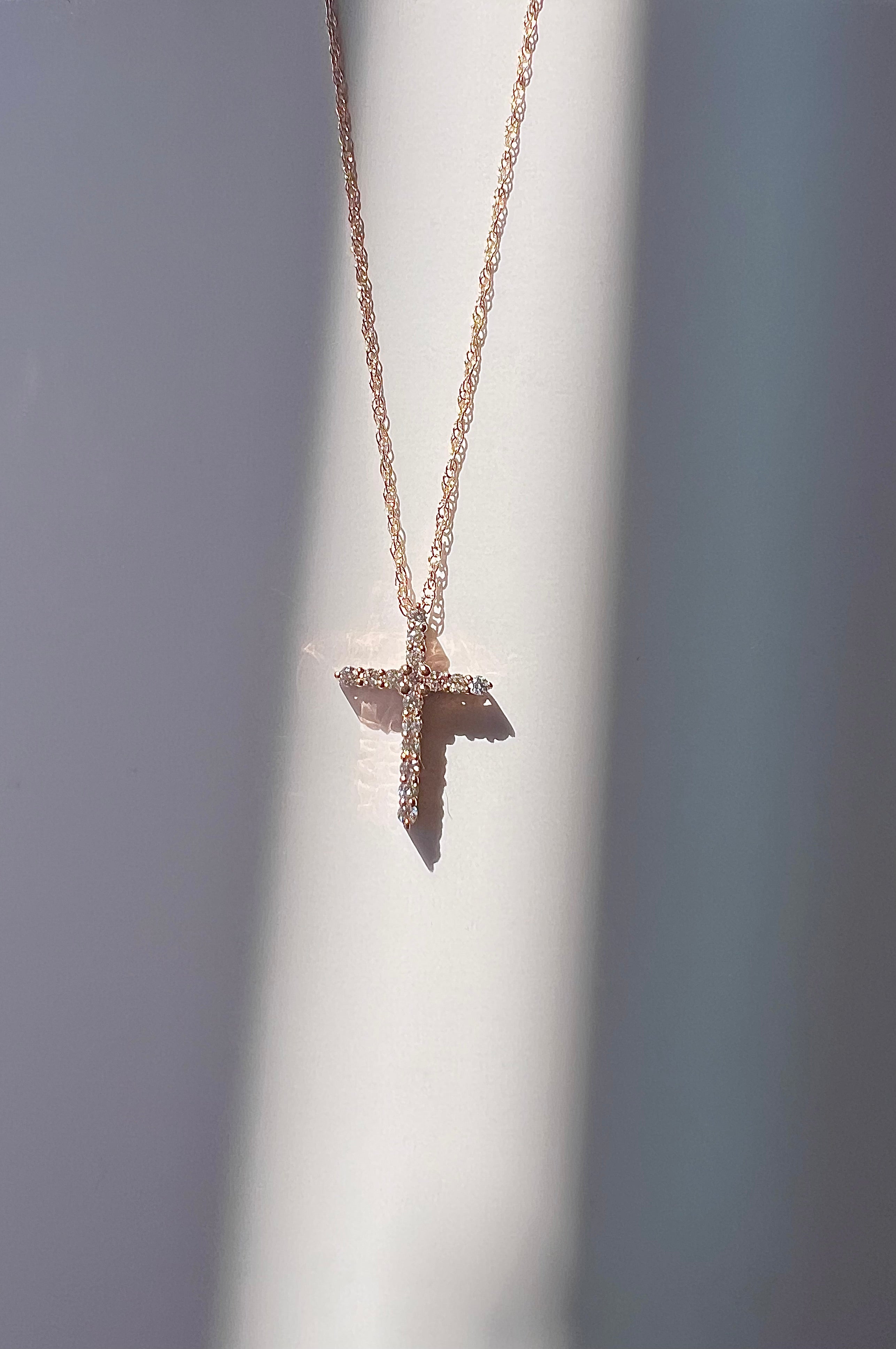 Diamond Cross Necklace 14K