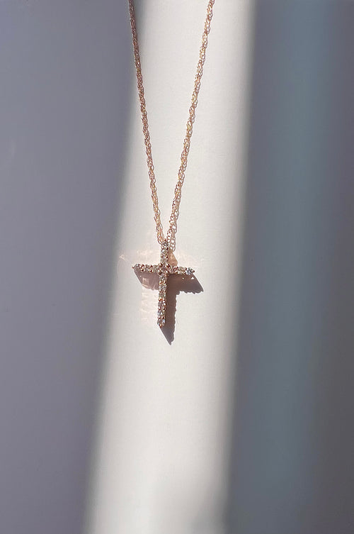 Diamond Cross Necklace 14K