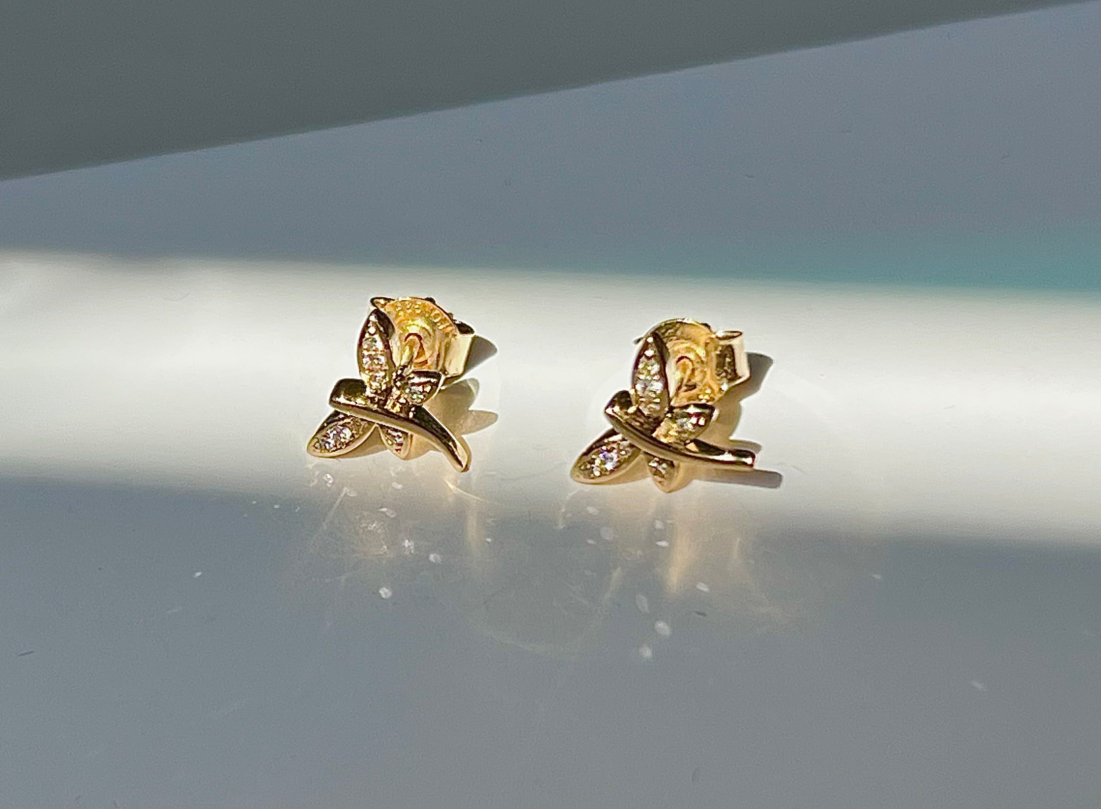 Diamond Dragonfly Earrings 14K