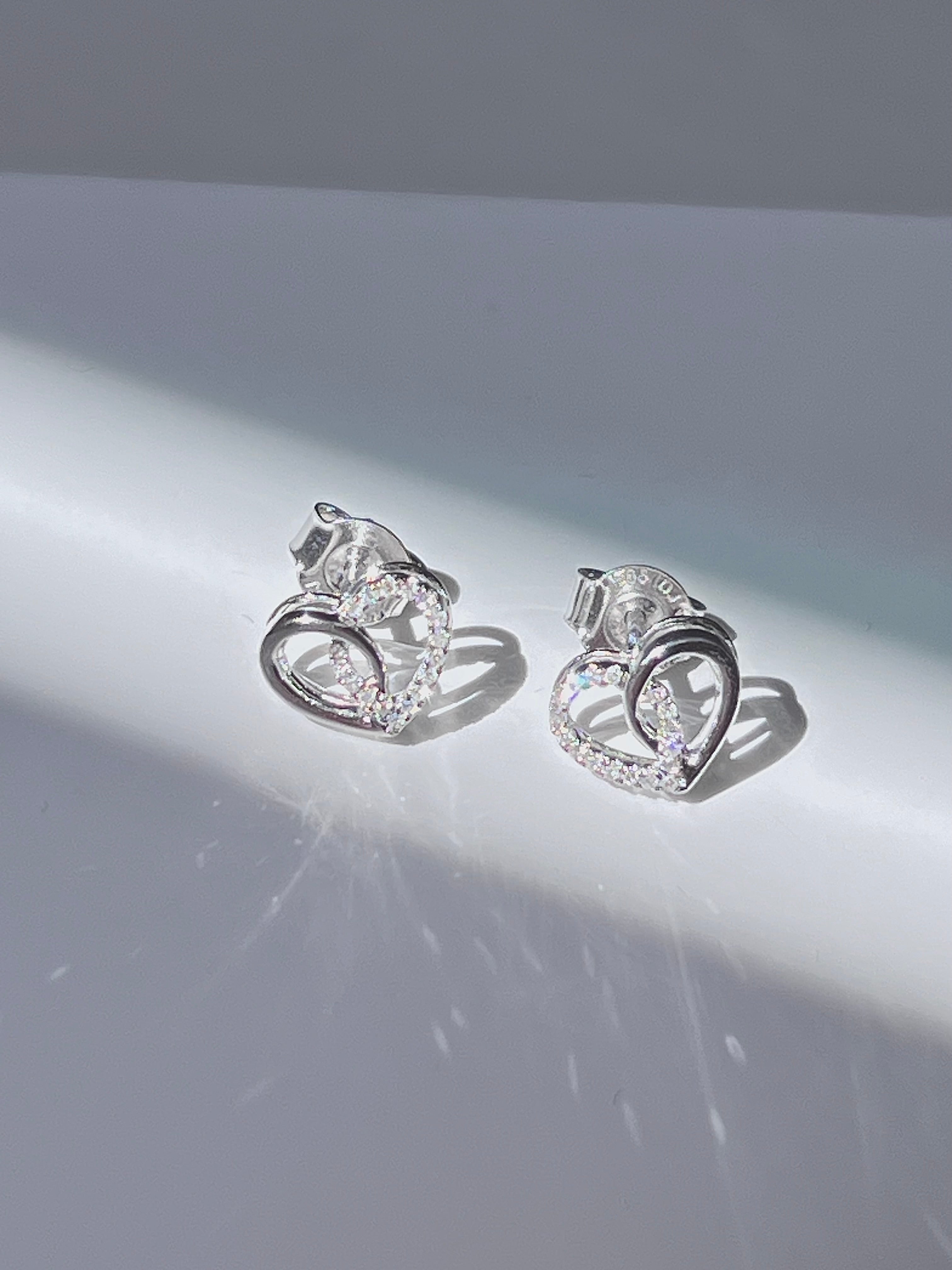 Diamond Heart Earrings 14KW